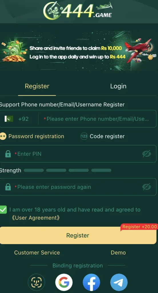 C444 Game Login And register